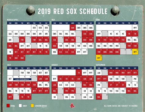 espn printable boston red sox 2019 schedule