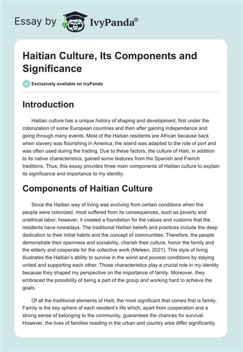 essay about haitian culture