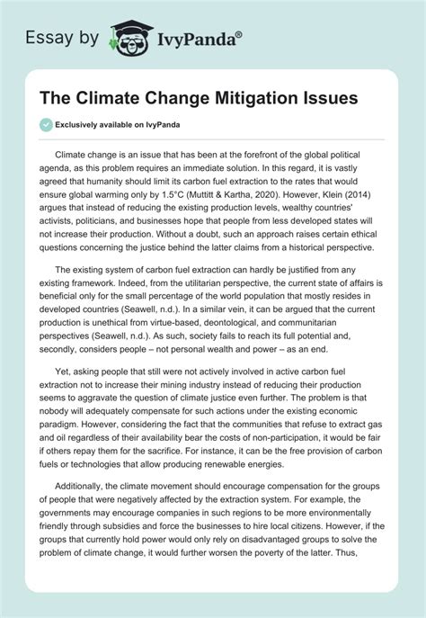 essay on climate change mitigation