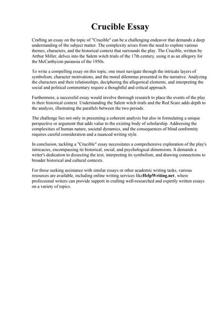 Essay On Crucible