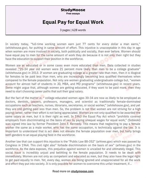 essay on equal pay for equal work