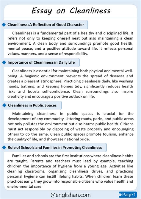 Essay The Value Of Cleanliness