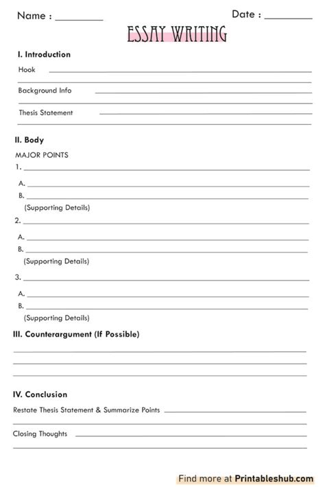 Essay Writing Paper Template