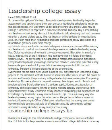 Leadership Essay Example Template Business