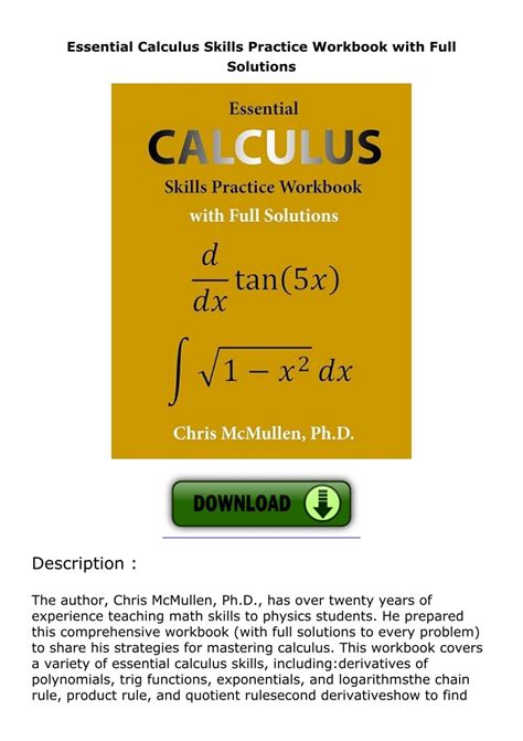 Essential Calculus Skills Practice Workbook With Full Solutions Pdf