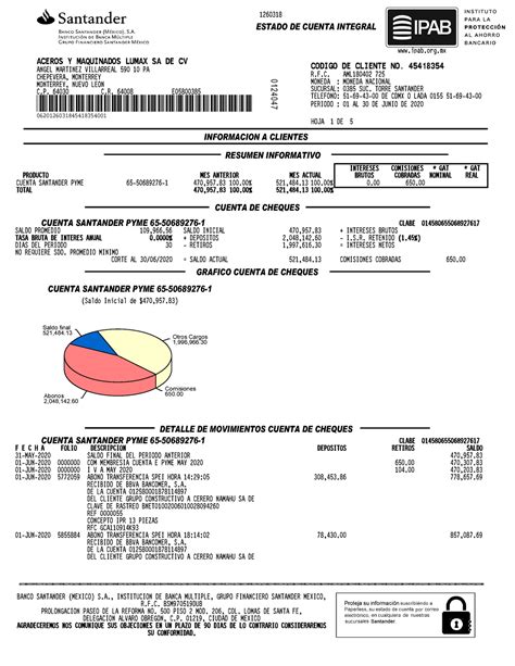 estado de cuenta de banco