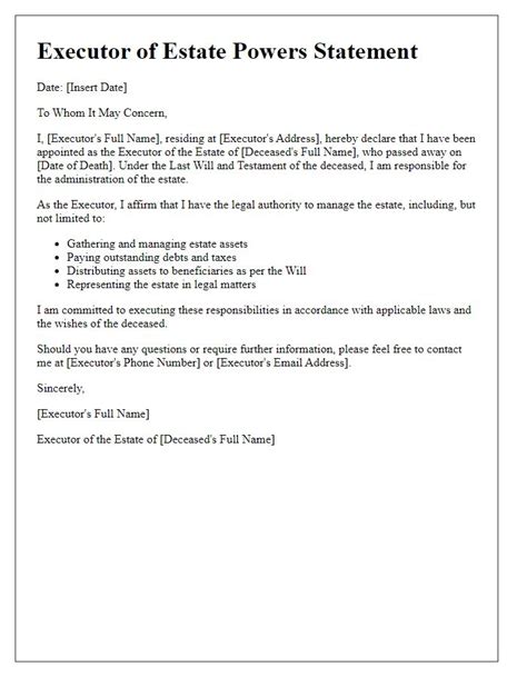 estate executor proxy form template