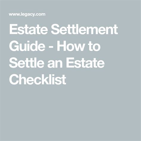 Estate Settlement Guide