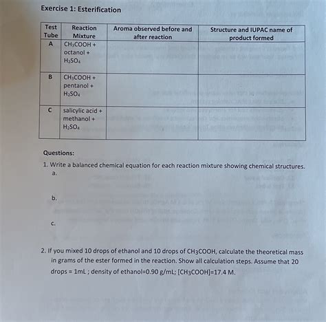 esterification experiment grade 12 2023 pdf questions and answers