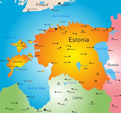 Karten von Estland mit Straßenkarte und Städten