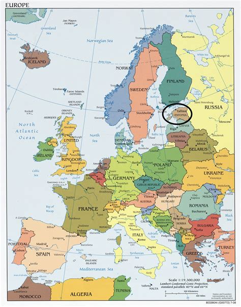 estonia on european map