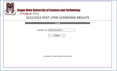 esut screening result portal