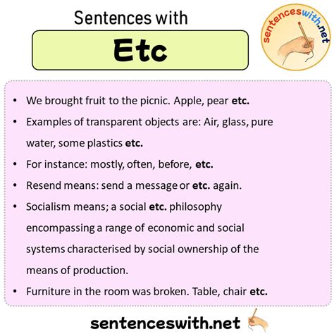 Etc. Example Sentence