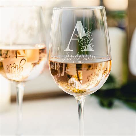 Etched Initial Wine Glasses