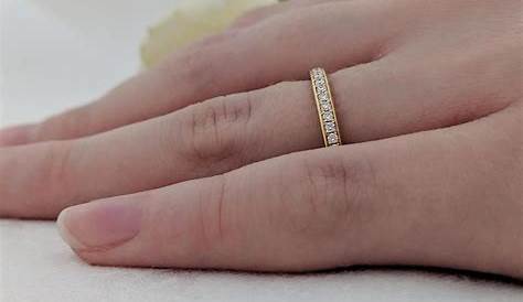 Dainty Eternity Ring on finger Art deco wedding rings