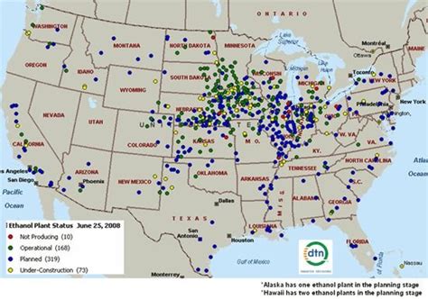 Map of U.S. Ethanol plants (as of April 13, 2009) Download Scientific