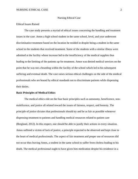ethical case study examples in nursing