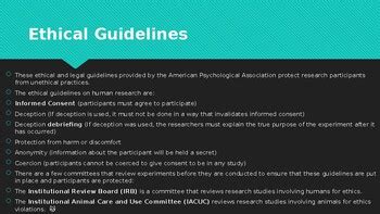 ethical guidelines list