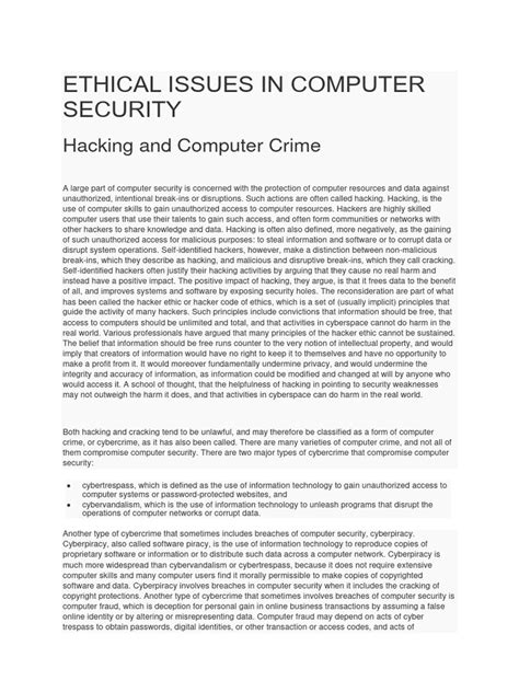 ethical issues in computer security pdf
