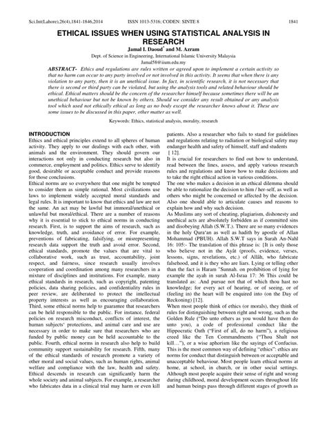 ethical issues in statistical analysis