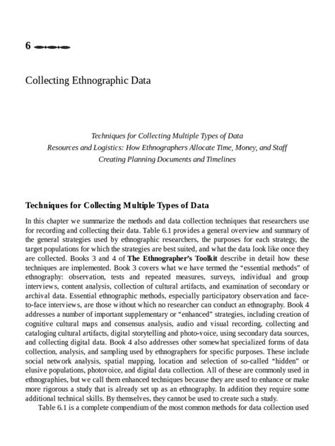 Ethnographic Data Collection Methods Pdf