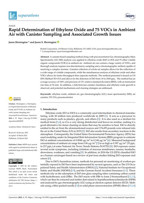 Ethylene Oxide Air Sampling Method
