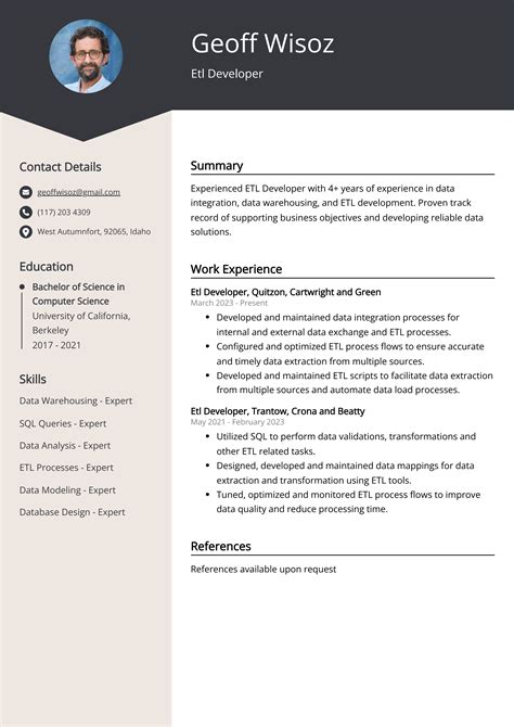 etl developer roles and responsibilities resume