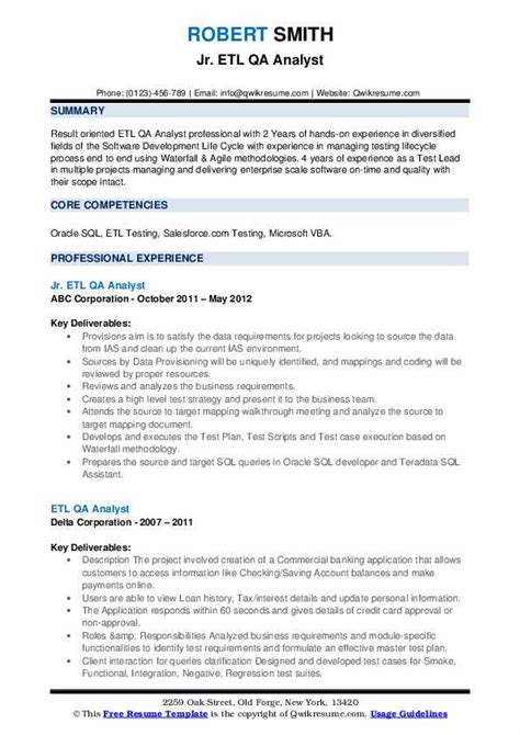 Etl Test Analyst Resume