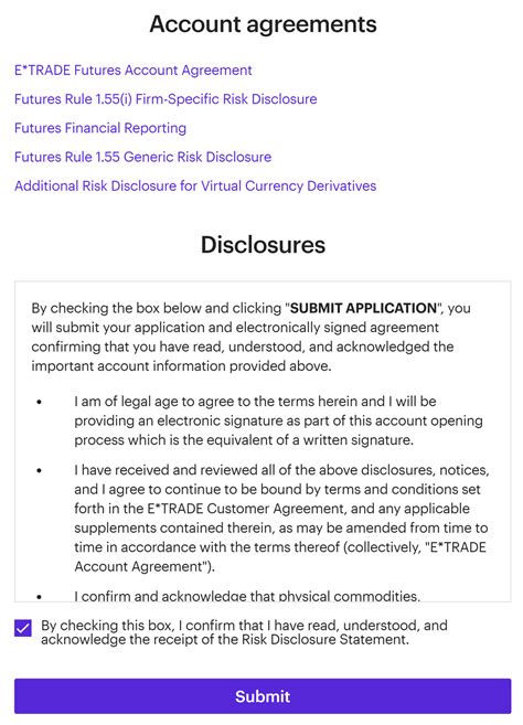 etrade futures account minimum