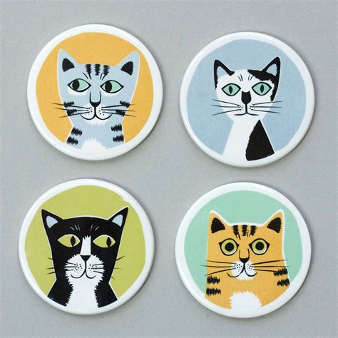 etsy black and white pottery cat coaster