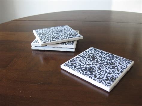 etsy black and white pottery coasters