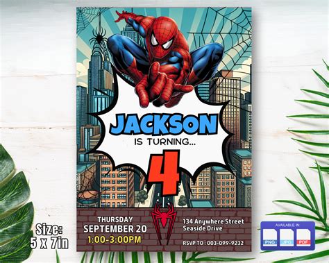 Etsy Invitations Spiderman