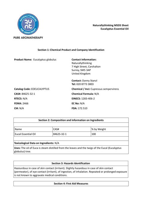 eucalyptus oil msds