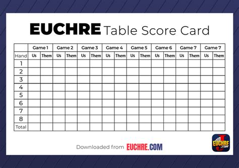 euchre score card for 12 players