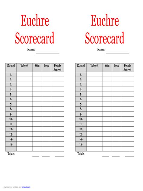 euchre score sheets for 8 players