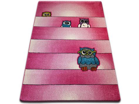 TT Home Eulen Teppich Pink Fuchsia Grün Creme Kinderzimmerteppich mit