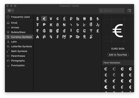 euro symbol on a mac