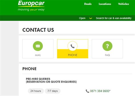 europcar hire uk phone number