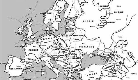 Black And White Map Of Europe