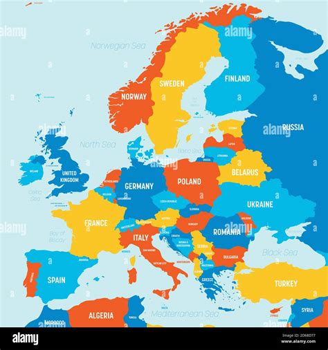 europe map colored and labeled oceans