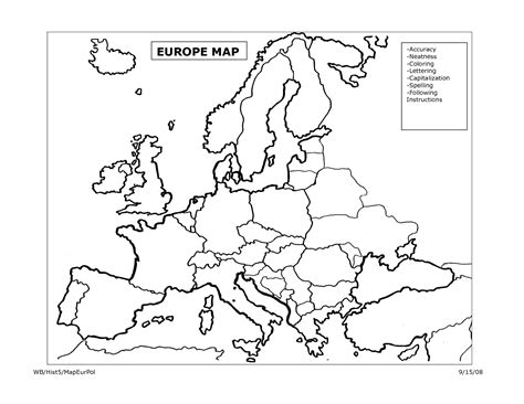 europe map coloring page