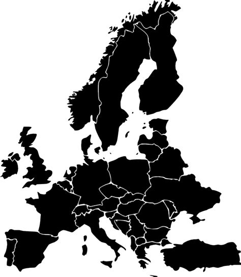 europe map white and black