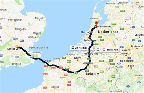 eurostar london to amsterdam route map