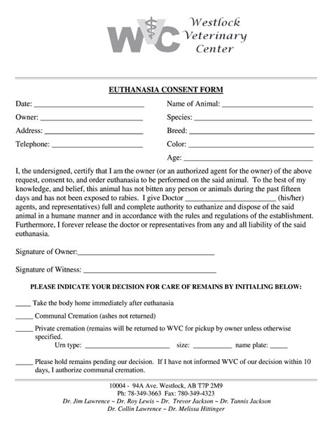 euthanasia consent form pdf