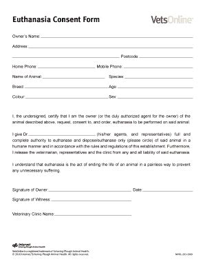 euthanasia consent form template