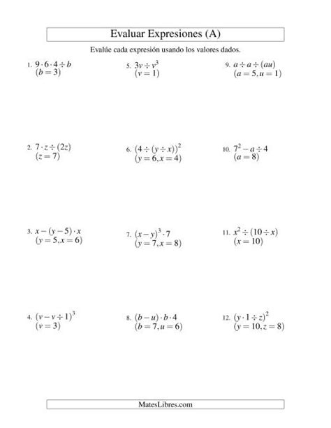 Evaluar Expresiones Algebraicas Ejercicios - ¡Aprende Cómo Hacerlo
Ahora!