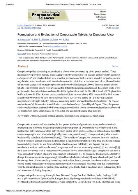 Evaluation Of Medication Effectiveness Omeprazole