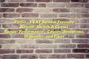 Evap System Pressure Sensor/Switch A Circuit Range/Performance