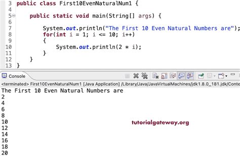 even number program in java using for loop