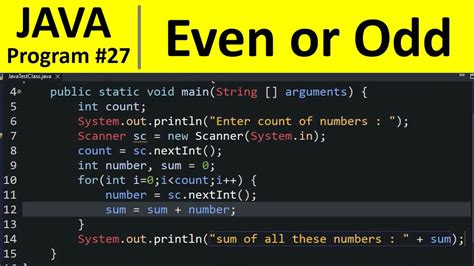 even odd program in java using for loop w3schools